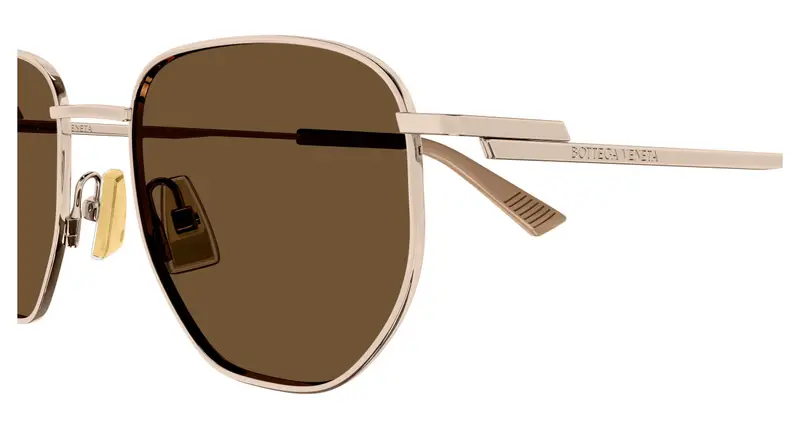 Bottega Veneta Unisex BV1301S 002 Occhiali da sole Metallo Oro Marrone Rotonda miniatura 2