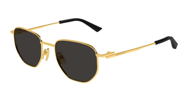 Bottega Veneta Unisex BV1301S 005 Occhiali da sole Metallo Oro Grigio Rotonda