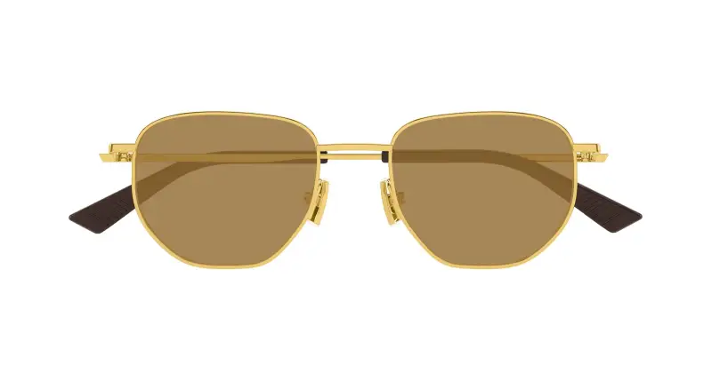 Unisex BV1301S 007 Occhiali da sole Metallo Oro Marrone Rotonda miniatura 2