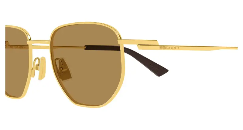 Unisex BV1301S 007 Occhiali da sole Metallo Oro Marrone Rotonda miniatura 3