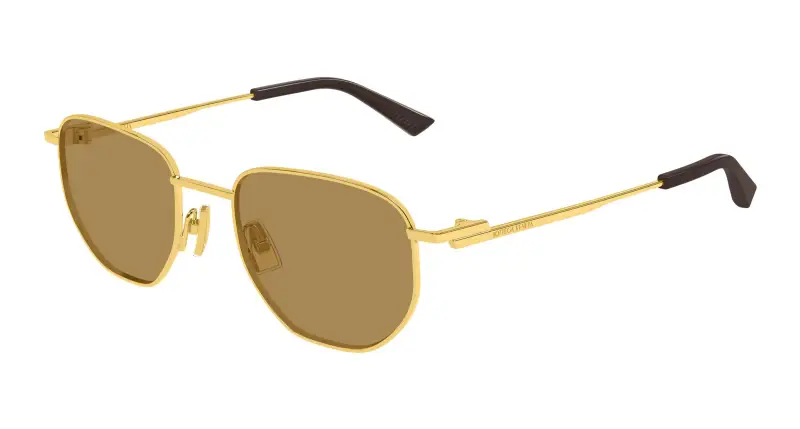 Unisex BV1301S 007 Occhiali da sole Metallo Oro Marrone Rotonda