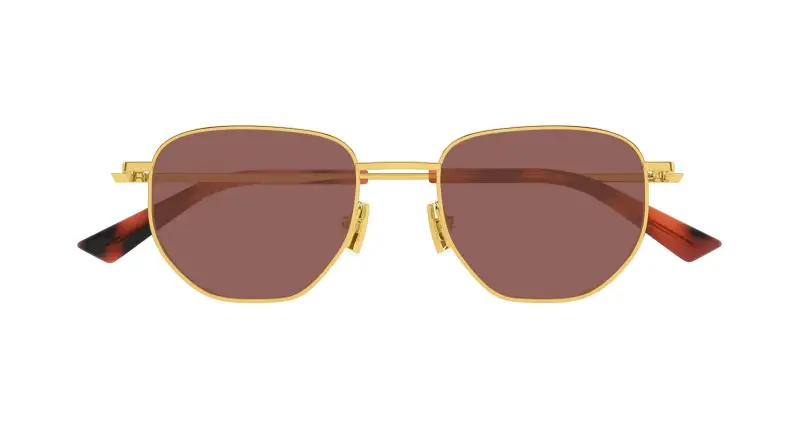 Unisex BV1301S 008 Occhiali da sole Metallo Oro Rosso Rotonda miniatura 2