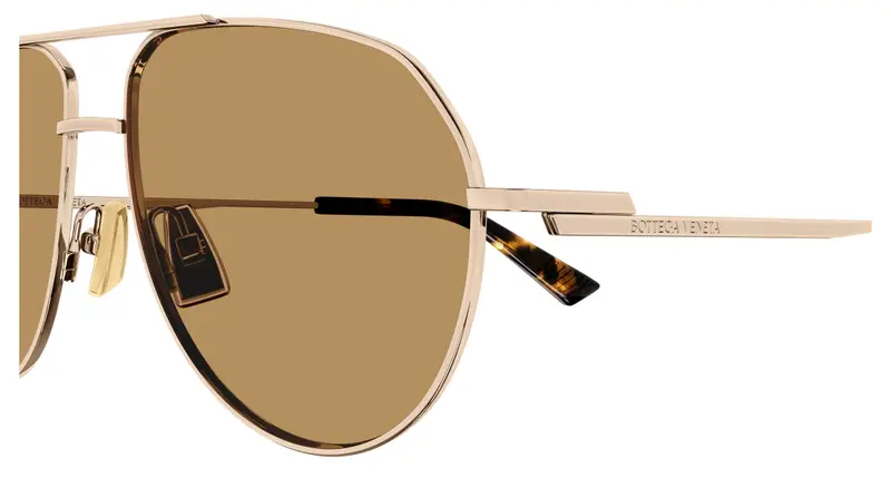 Bottega Veneta Unisex BV1302S 002 Occhiali da sole Metallo Oro Marrone Pilot miniatura 2