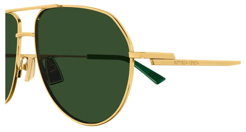 Bottega Veneta Unisex BV1302S 003 Occhiali da sole Metallo Oro Verde Pilot miniatura 2