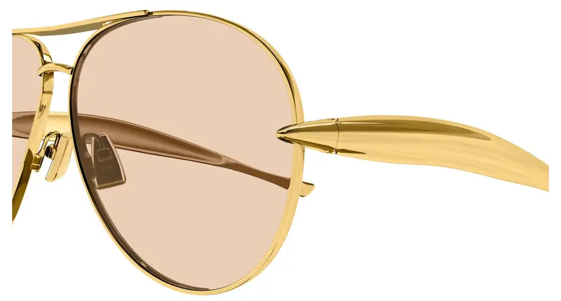 Bottega Veneta Unisex BV1305S 002 Occhiali da sole Metallo Oro Marrone Pilot miniatura 2