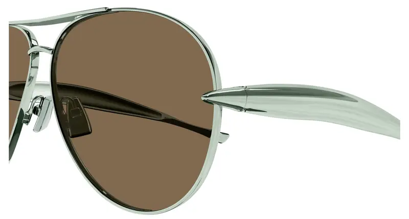 Bottega Veneta Unisex BV1305S 006 Occhiali da sole Metallo Verde Marrone Pilot miniatura 2