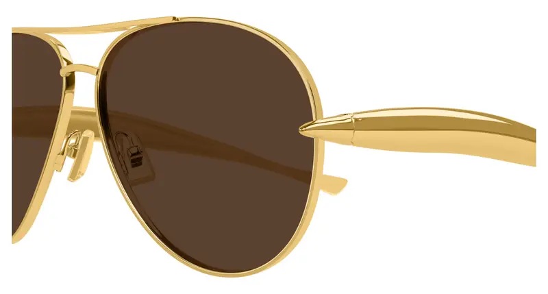 Bottega Veneta Unisex BV1305S 007 Occhiali da sole Metallo Oro Marrone Pilot miniatura 2