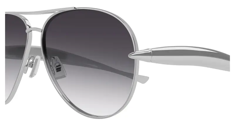 Bottega Veneta Unisex BV1305S 008 Occhiali da sole Metallo Argento Grigio Pilot miniatura 2