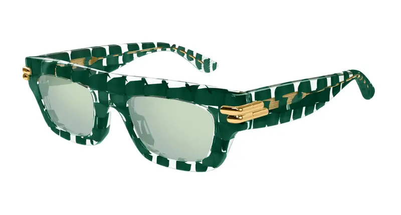 Bottega Veneta Unisex BV1321S 003 Occhiali da sole Acetato Verde Verde Squadrata