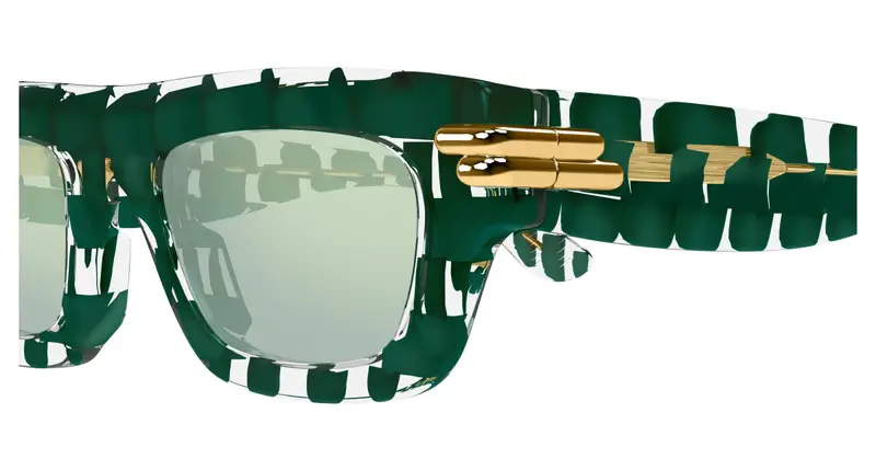 Bottega Veneta Unisex BV1321S 003 Occhiali da sole Acetato Verde Verde Squadrata miniatura 2