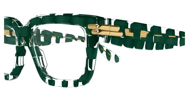 Bottega Veneta Unisex BV1324O 004 Montature da vista Acetato Verde Trasparente Squadrata miniatura 2