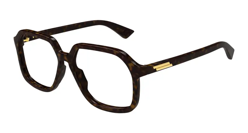 Bottega Veneta Unisex BV1329O 002 Montature da vista Acetato Havana Trasparente Squadrata