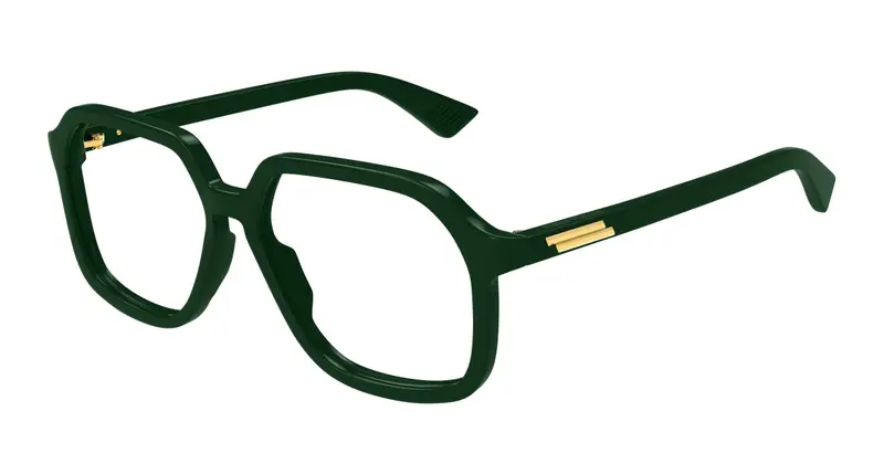 Bottega Veneta Unisex BV1329O 003 Montature da vista Acetato Verde Trasparente Squadrata