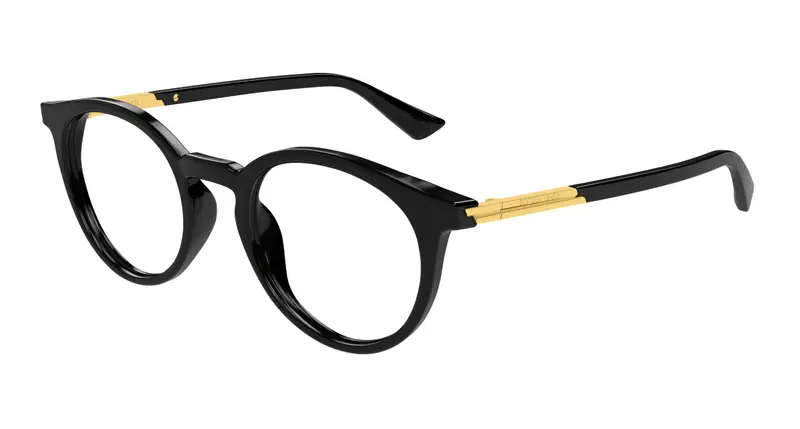 Bottega Veneta Unisex BV1335OA 001 Montature da vista Acetato Nero Trasparente Rotonda