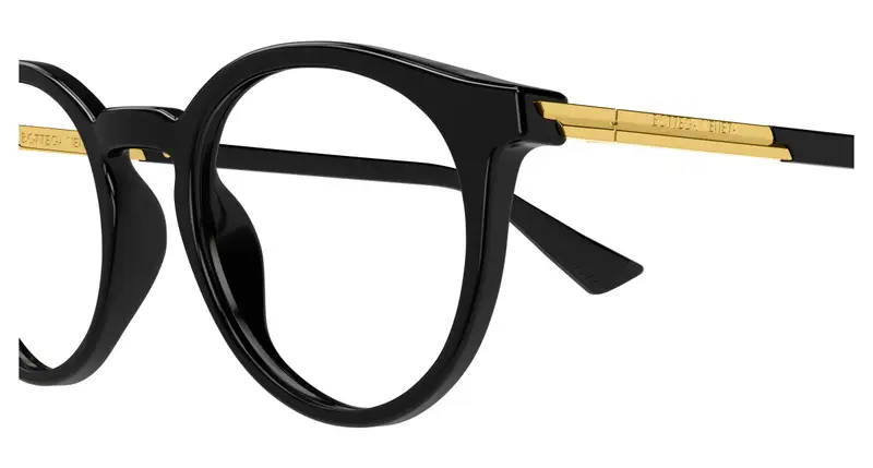 Bottega Veneta Unisex BV1335OA 001 Montature da vista Acetato Nero Trasparente Rotonda miniatura 2