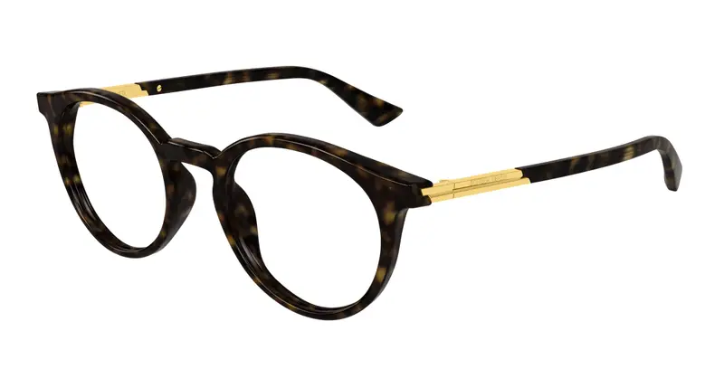 Bottega Veneta Unisex BV1335OA 002 Montature da vista Acetato Havana Trasparente Rotonda