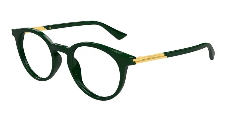 Bottega Veneta Unisex BV1335OA 003 Montature da vista Acetato Verde Trasparente Rotonda