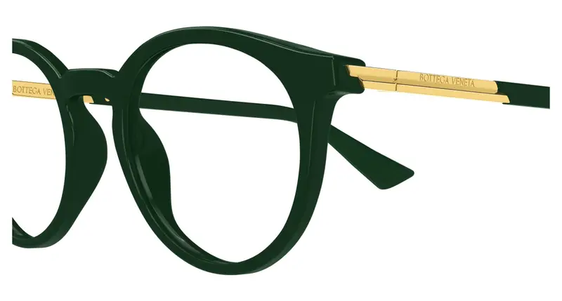 Bottega Veneta Unisex BV1335OA 003 Montature da vista Acetato Verde Trasparente Rotonda miniatura 2