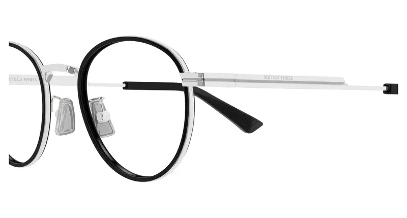 Bottega Veneta Unisex BV1337OJ 002 Montature da vista Metallo Argento Trasparente Rotonda miniatura 2