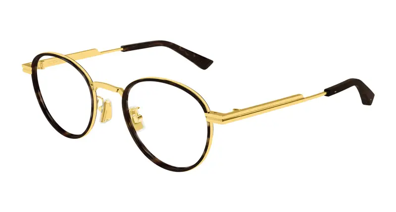 Bottega Veneta Unisex BV1337OJ 003 Montature da vista Metallo Oro Trasparente Rotonda