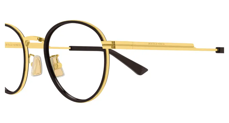 Bottega Veneta Unisex BV1337OJ 004 Montature da vista Metallo Oro Trasparente Rotonda miniatura 2