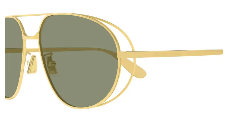 Bottega Veneta Unisex BV1344S 001 Occhiali da sole Metallo Oro Verde Pilot miniatura 2