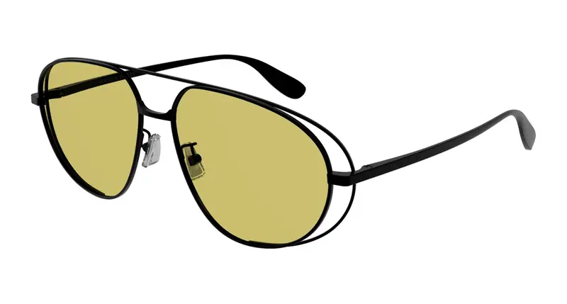 Bottega Veneta Unisex BV1344S 002 Occhiali da sole Metallo Nero  Pilot