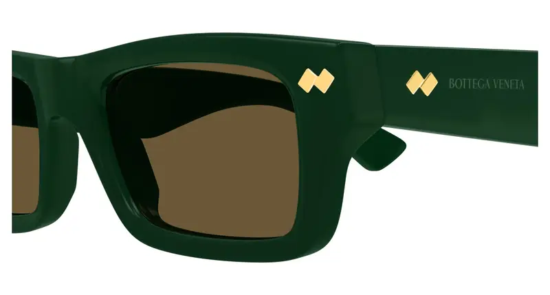 Bottega Veneta Unisex BV1351S 005 Occhiali da sole Acetato Verde Marrone Squadrata miniatura 2