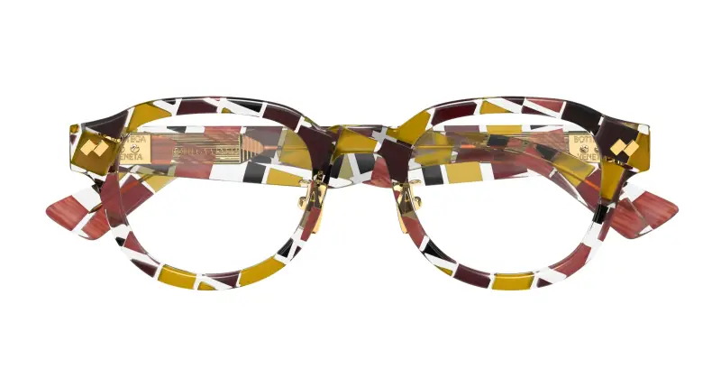 Unisex BV1355OJ 003 Montature da vista Acetato Marrone Trasparente Rotonda miniatura 2