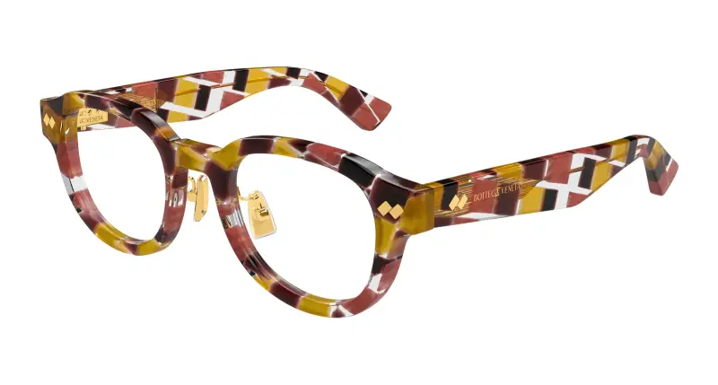 Unisex BV1355OJ 003 Montature da vista Acetato Marrone Trasparente Rotonda