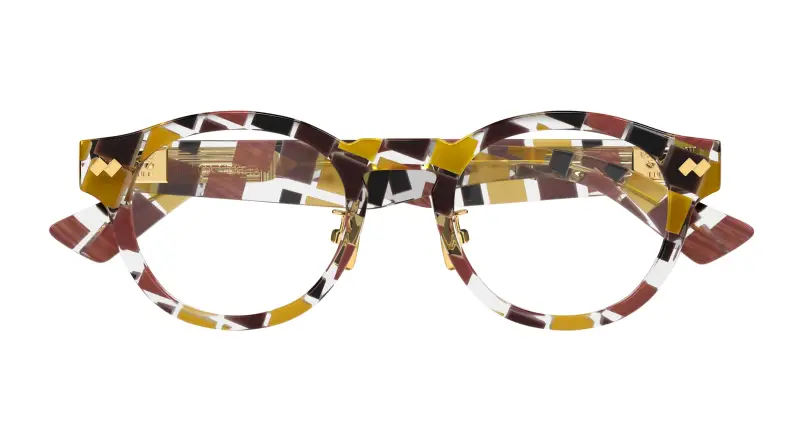 Unisex BV1356OA 003 Montature da vista Acetato Marrone Trasparente Rotonda miniatura 2