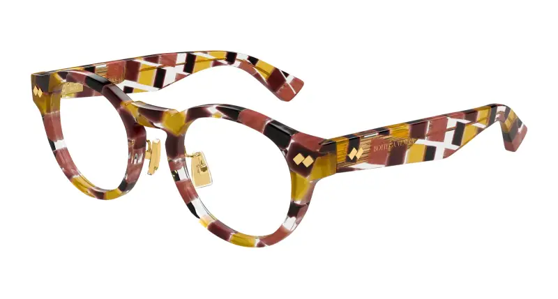 Unisex BV1356OA 003 Montature da vista Acetato Marrone Trasparente Rotonda