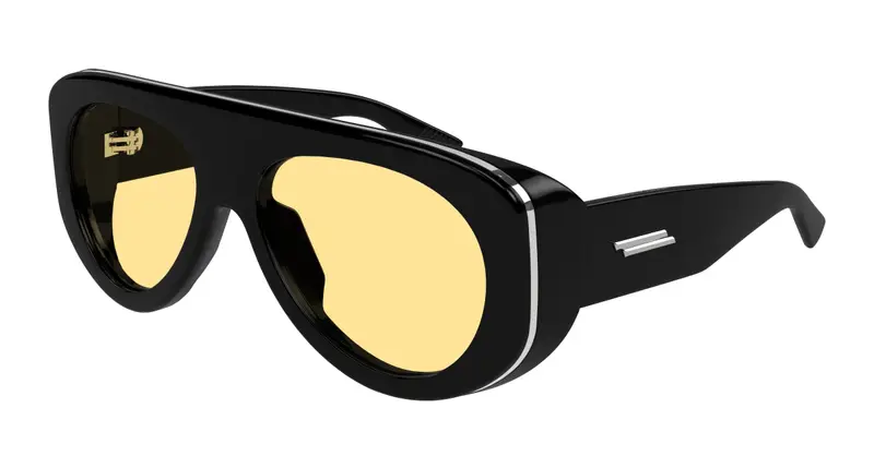 Bottega Veneta Unisex BV1362S 005 Occhiali da sole Iniettato Nero Arancione Pilot