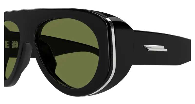 Bottega Veneta Unisex BV1362S 006 Occhiali da sole Iniettato Nero Verde Pilot miniatura 2