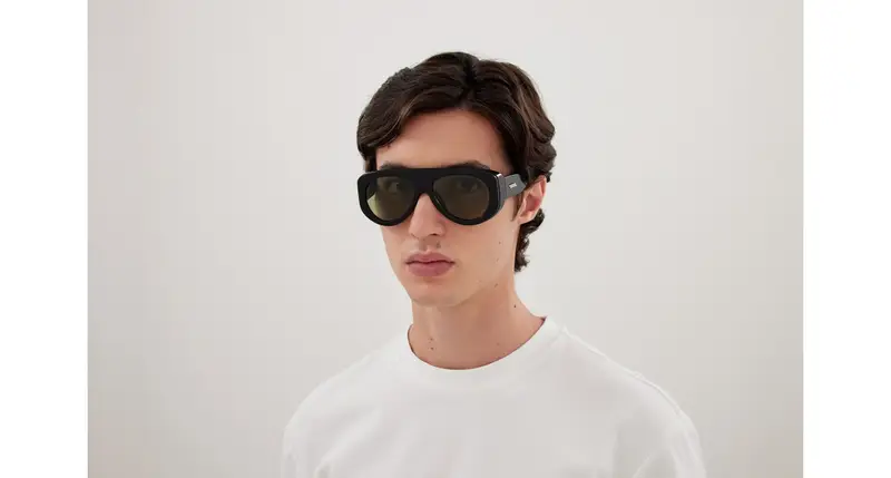 Bottega Veneta Unisex BV1362S 006 Occhiali da sole Iniettato Nero Verde Pilot miniatura 3