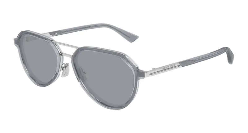 Bottega Veneta Unisex BV1373S 003 Occhiali da sole Acetato Argento Pilot