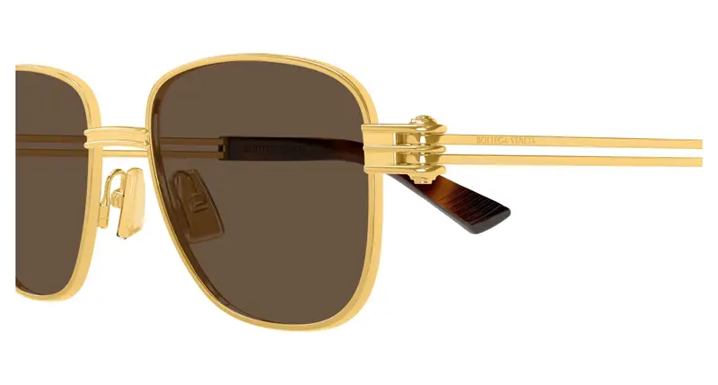 Bottega Veneta Unisex BV1380S 003 Occhiali da sole Metallo Oro Marrone Squadrata miniatura 2