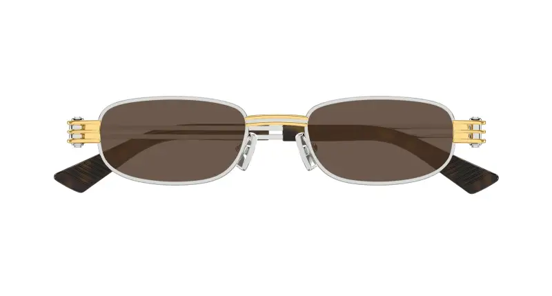 Unisex BV1381S 001 Occhiali da sole Metallo Argento Marrone Squadrata miniatura 2