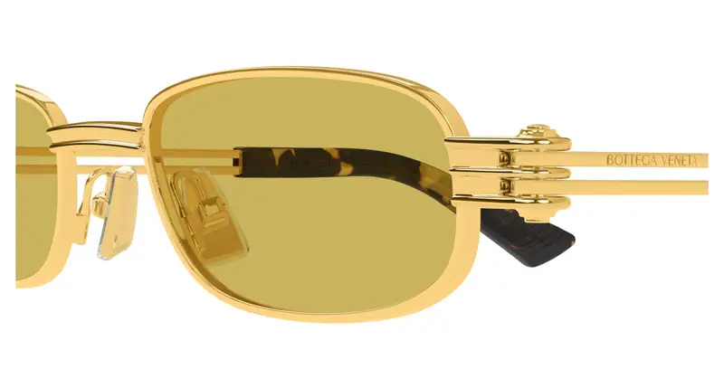 Bottega Veneta Unisex BV1381S 002 Occhiali da sole Metallo Oro Giallo Squadrata miniatura 2