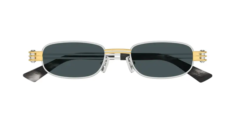 Unisex BV1381S 003 Occhiali da sole Metallo Argento Blu Squadrata miniatura 2