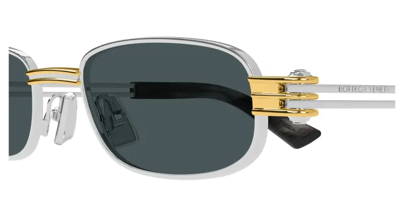 Unisex BV1381S 003 Occhiali da sole Metallo Argento Blu Squadrata miniatura 3