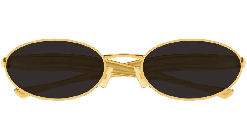 Unisex BV1386S 001 Occhiali da sole Metallo Oro Grigio Rotonda miniatura 2