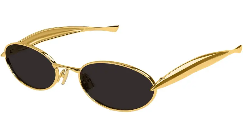 Unisex BV1386S 001 Occhiali da sole Metallo Oro Grigio Rotonda