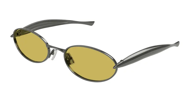 Unisex BV1386S 002 Occhiali da sole Metallo Rutenio Giallo Rotonda