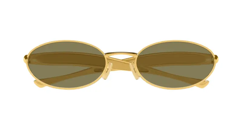 Unisex BV1386S 006 Occhiali da sole Metallo Oro Verde Rotonda miniatura 2