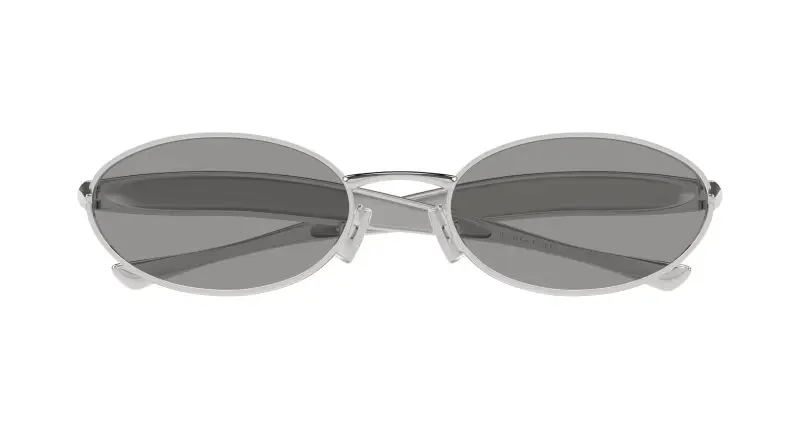 Unisex BV1386S 007 Occhiali da sole Metallo Argento Grigio Rotonda miniatura 2