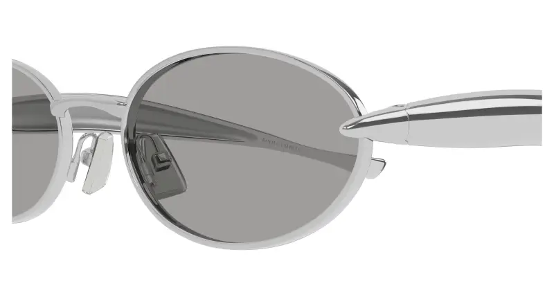 Unisex BV1386S 007 Occhiali da sole Metallo Argento Grigio Rotonda miniatura 3