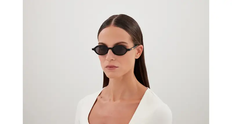 Bottega Veneta Unisex BV1388S 001 Occhiali da sole Acetato Nero Grigio Rotonda miniatura 3