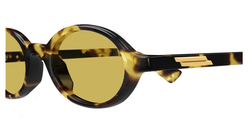 Bottega Veneta Unisex BV1388S 002 Occhiali da sole Acetato Havana Giallo Rotonda miniatura 2