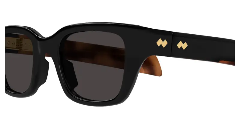 Bottega Veneta Unisex BV1393S 001 Occhiali da sole Acetato Nero Grigio Squadrata miniatura 2